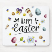 Boho Rustic Wasserfarbe Farbige Frohe Ostern Mousepad (Vorne)