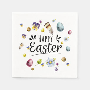 Boho Rustic Watercolor Farbenfrohe Ostern Serviette