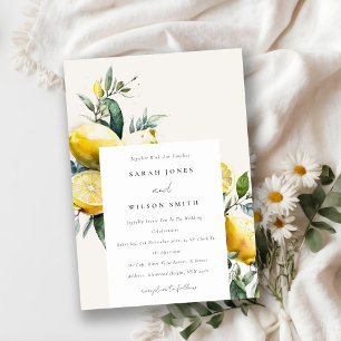 Boho Rustic Watercolor Yellow Lemon Garden Wedding Einladung