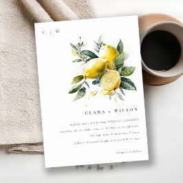Boho Rustic Watercolor Yellow Lemon Garden Wedding Einladung