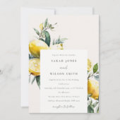 Boho Rustic Watercolor Yellow Lemon Garden Wedding Einladung (Vorderseite)
