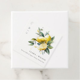 Boho Rustic Watercolor Yellow Lemon Garden Wedding Geschenkanhänger