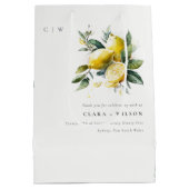 Boho Rustic Watercolor Yellow Lemon Garden Wedding Mittlere Geschenktüte (Rückseite)