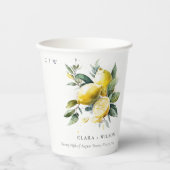 Boho Rustic Watercolor Yellow Lemon Garden Wedding Pappbecher (Vorderseite)