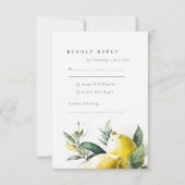 Boho Rustic Watercolor Yellow Lemon Garden Wedding RSVP Karte (Vorderseite)