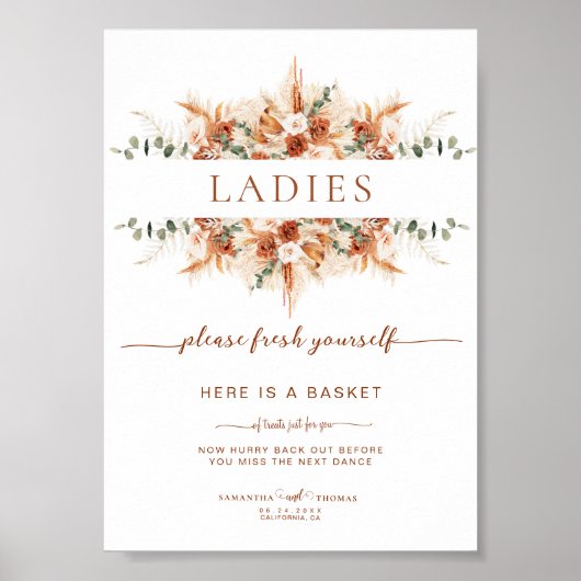 Boho Rustic Wedding Ladys Badezimmer Basket Poster (Vorne)