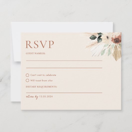 Boho Rustic Wedding RSVP Card Postcard Umschließun (Vorderseite)