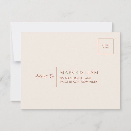 Boho Rustic Wedding RSVP Card Postcard Umschließun (Rückseite)