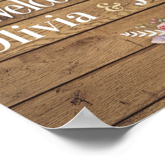 Boho Rustic Wedding Sign Poster (Ecke)