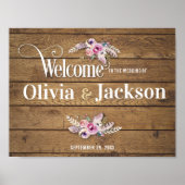 Boho Rustic Wedding Sign Poster (Vorne)