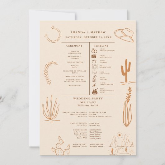 Boho Rustic Western Cowboy Wedding Info Graphic Einladung (Vorderseite)
