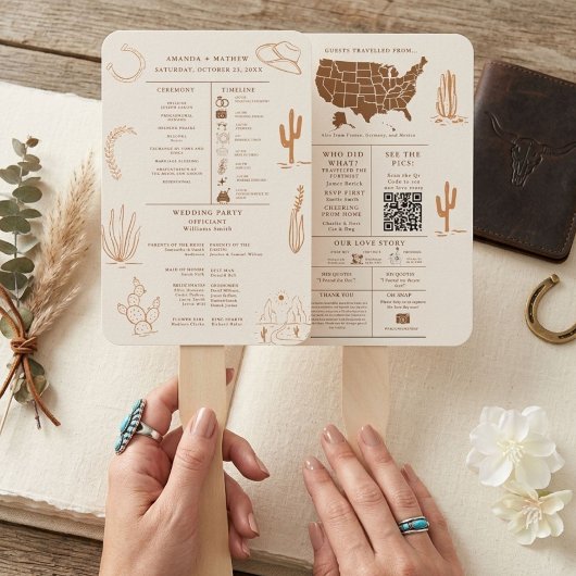 Boho Rustic Western Cowboy Wedding Info Graphic Fächer