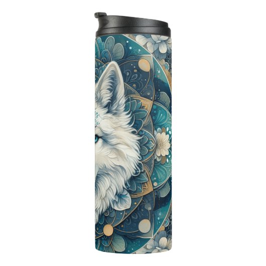 Boho Rustic White Wolf Mandala Thermosbecher (Nach rechts gedreht)