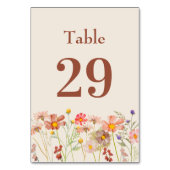 Boho Rustic Wildblume Floral Beige Hochzeit Tischnummer (Vorderseite)