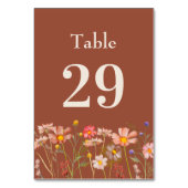 Boho Rustic Wildblume Floral Burnt Orange Wedding Tischnummer (Rückseite)