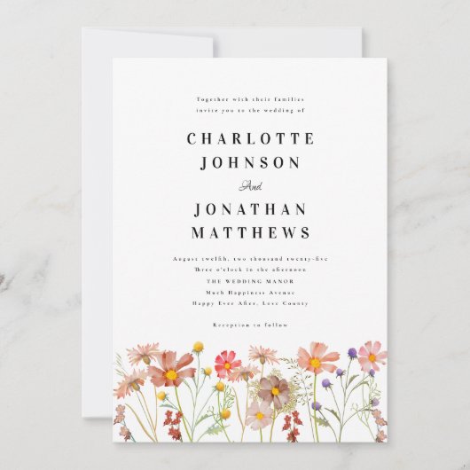 Boho Rustic Wildblume Floral Einladung (Vorderseite)