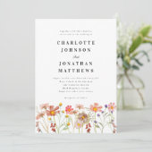 Boho Rustic Wildblume Floral Einladung (Stehend Vorderseite)