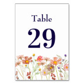 Boho Rustic Wildblume Floral Navy Blue Wedding Tischnummer (Rückseite)