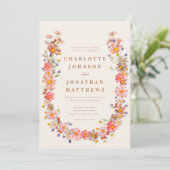 Boho Rustic Wildblume Hochzeit im Herbst Einladung (Stehend Vorderseite)