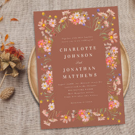 Boho Rustic Wildblumen Burnt Orange Wedding Einladung
