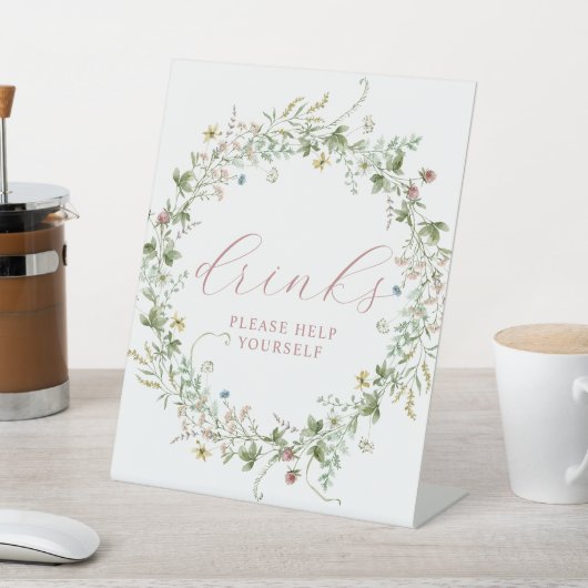 Boho Rustic Wildblumen Duschtrinker Unterschrift Sockelschild (In SItu)