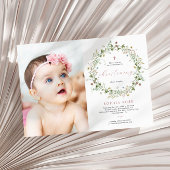 Boho Rustic Wildblumen Foto Christening Einladung