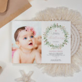 Boho Rustic Wildblumen Foto Christening Einladung