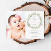 Boho Rustic Wildblumen Foto Christening Einladung