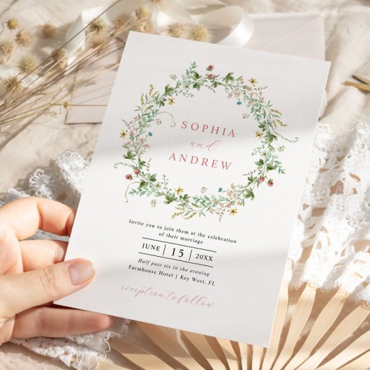 Boho Rustic Wildblumen Hochzeit Einladung