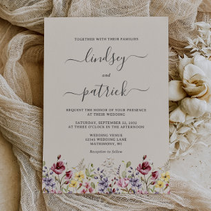 Boho Rustic Wildblumen Hochzeit Einladung