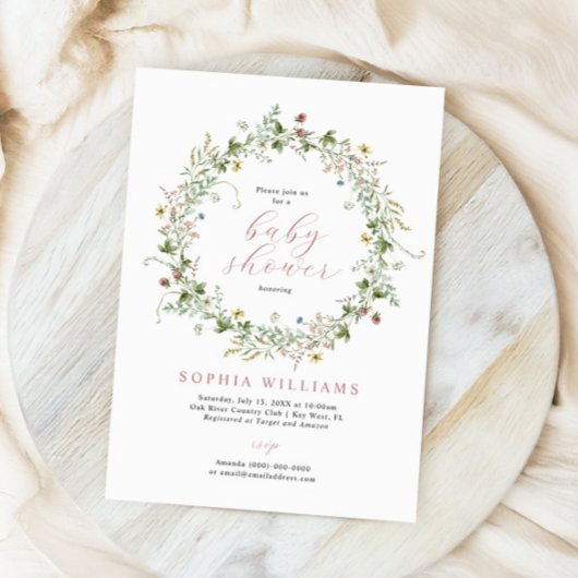 Boho Rustic Wildblumen Kinderdusche Einladung