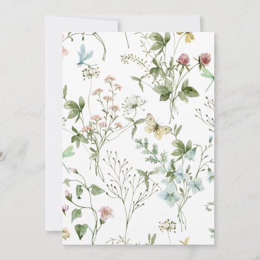 Boho Rustic Wildblumen Paare Dusche Einladung (Rückseite)