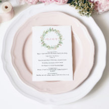 Boho Rustic Wildblumen Wedding Menu