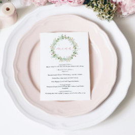 Boho Rustic Wildblumen Wedding Menu Menükarte