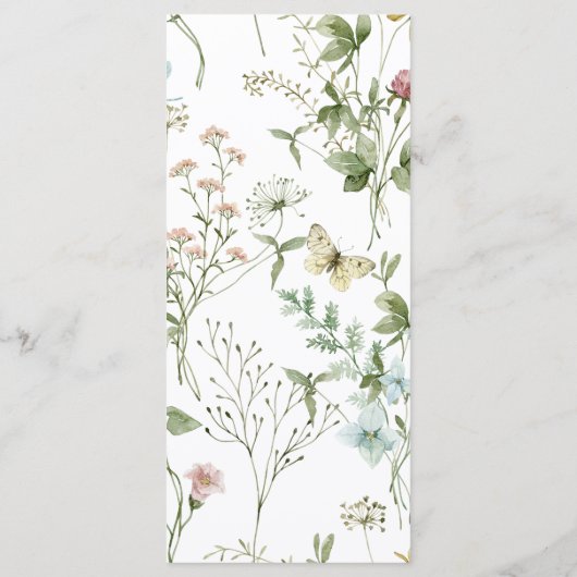 Boho Rustic Wildblumen Wedding Menu Menükarte (Rückseite)