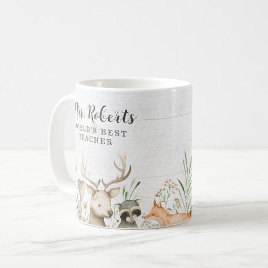 Boho Rustic Wildlife Lehrer Wertschätzung Kaffeetasse (Vorderseite Links)