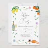 Boho Rustic Wine and Chese Engagement Party Einladung (Vorderseite)