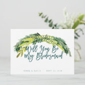 Boho Rustic wirst du meine Bridesmaid sein Einladung (Stehend Vorderseite)