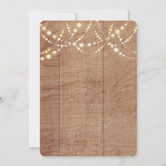 Boho Rustic Wood and Lights Einladung (Rückseite)
