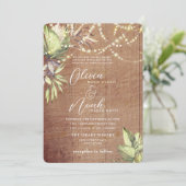 Boho Rustic Wood and Lights Einladung (Stehend Vorderseite)