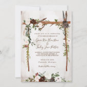 Boho Rustic Wood & Floral Arch Canopy Hochzeit Einladung (Vorderseite)