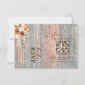Boho Rustic Wood Grain QR Code RSVP Card Karte (Rückseite)