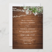 Boho Rustic Wood Greenery Elegant QR Code Wedding Einladung (Vorderseite)