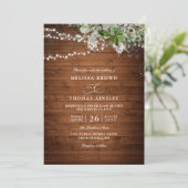 Boho Rustic Wood Greenery Elegant QR Code Wedding Einladung (Stehend Vorderseite)