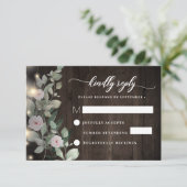 Boho Rustic Wood Lights Boho Greenery RSVP Karte (Stehend Vorderseite)