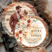 Boho Rustic Wood Slice Wedding Invitation – Pampas Einladung
