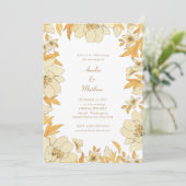 Boho Rustic Yellow Floral Border Wedding Einladung (Stehend Vorderseite)
