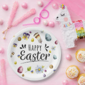 Boho Rustik Wasserfarbe Farbige Frohe Ostern Pappteller (Party)