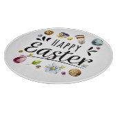 Boho Rustik Wasserfarbe Farbige Frohe Ostern Schneidebrett (Ecke)