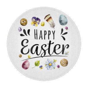 Boho Rustik Wasserfarbe Farbige Frohe Ostern Schneidebrett